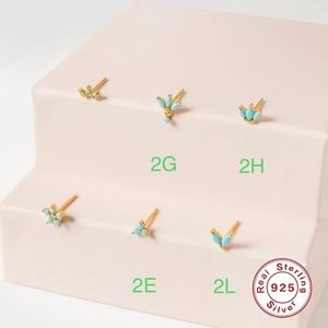 COPY - 1 pair 925 Sterling Turquoise Teal Gold Studs Hoops Hinges Pin Earrings
